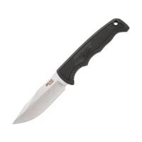 Bear & Son Bear Edge 8 1/2" Black Kryton Utility Cushion Grip Fixed Blade Knife w/ Sheath