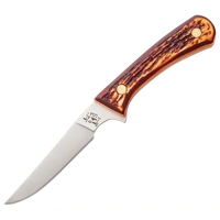 Bear & Son 6 1/2" Stag Delrin Bird/Trout Knife w/ Leather Sheath