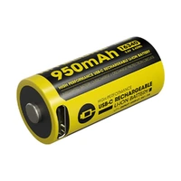 Nitecore 16340 Li-ion Battery, USB-C Rechargeable, 3.6V 950mAh