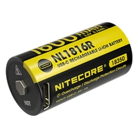 Nitecore 18350 Li-ion Battery, USB-C Rechargeable, 3.6V 1600mAh
