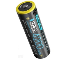 Nitecore 21700 Li-ion Battery, Low Temperature, USB-C Rechargeable, 3.6V 4200mAh
